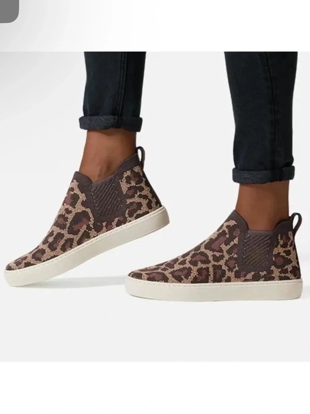 Rothy's Chelsea Sneaker in Wildcat Leopard Print Pull Up Sneaker Booties 9.5